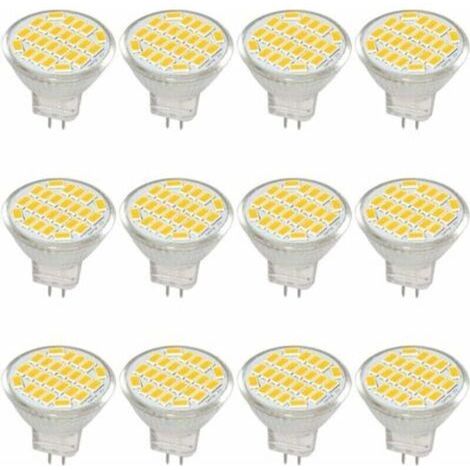 MR11 GU4 Ampoule LED lumière lumières DC/AC 10–30V 3 W, 12V, 24V, 30W Ampoule halogène équivalent, 400 lumens, Blanc chaud 3000K, LED de remplacement pour kit, jardin, intérieur, (lot de 12) (1/4)