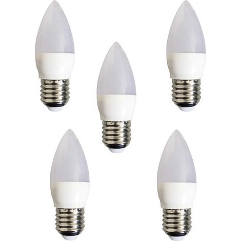 Pack 5 Bombillas Vela Led E27 6W  3000K / 4000K / 6500K