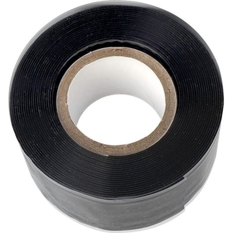 Ruban de réparation silicone isolant et auto amalgamant, colmate les fuites, étirable et étanche - Noir - 3m x 25mm (1/5)