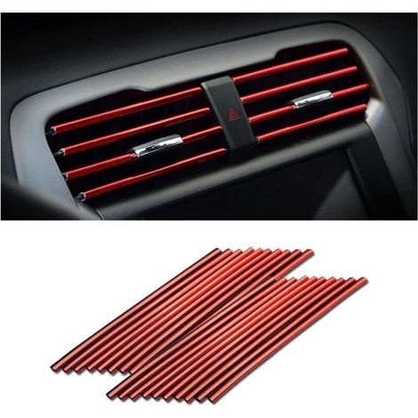 20 PCS Decorative Strip for Car Air Conditioner, Car Interior Accessories, Multicolor Decorative strip for most air vents (Red) (1/5)