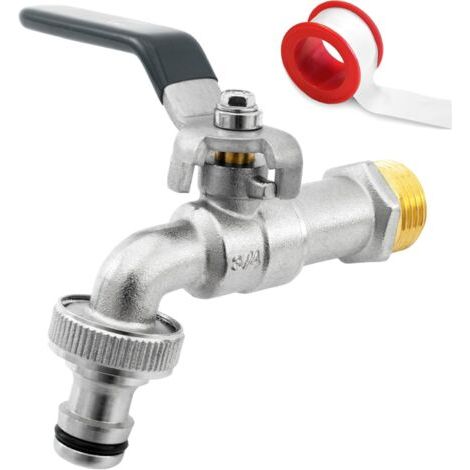 1 Robinet Laiton 3/4 Pouces, Résistant Gel Et Rouille, Raccord Inclus Pour Jardin, Machine À Laver