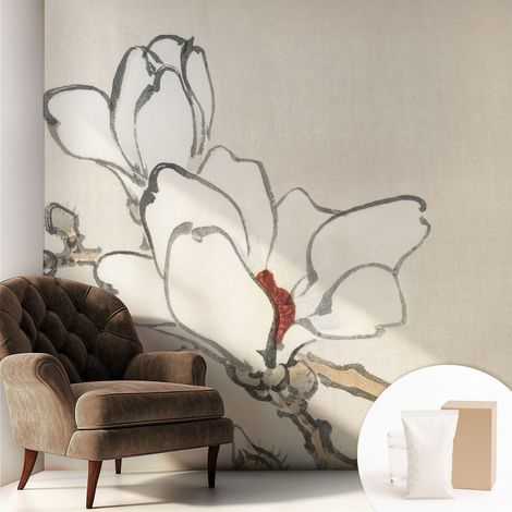 Papier peint intissé mural installation rapide du papier peint durable et résistante - Colle incluse gratuite Magnolias délicats 250x250 cm (1/5)