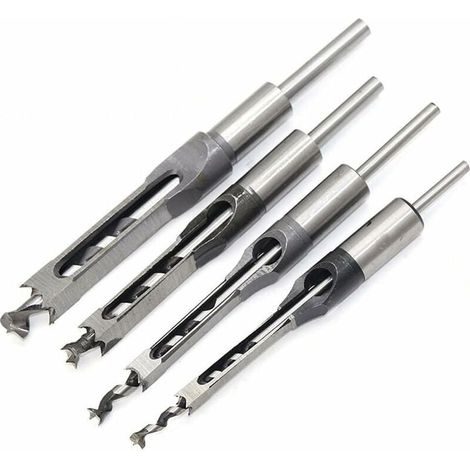 4-teiliges Meißel-Set, Vierkantlochbohrer, Stahlhohlmeißel-Set für die Holzbearbeitung (1/4 - 1/2 - 5/16 - 3/8 Zoll) (1/5)