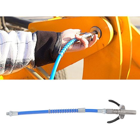 Buse de pistolet graisseur, distributeur de graisse haute pression électrique/manuel, accessoire de tête de buse de pistolet graisseur à double poignée verrouillable, filetage extérieur G1/8B + tuyau (1/5)