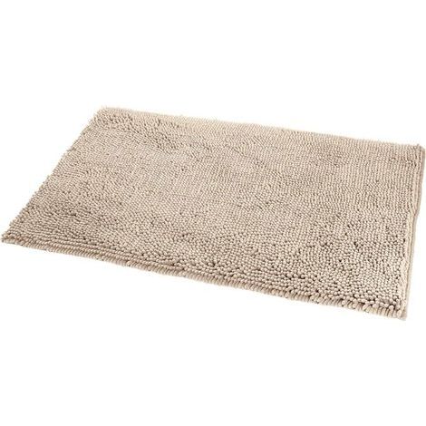 Tapis de Bain Antidérapant en Microfibre à Poils Longs 40 x 60 cm Beige pour Salle de Bains et Douche (1/5)