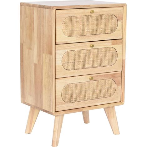Commode chic en rotin et bois pour intérieur moderne - Bois naturel avec rotin tressé (1/5)