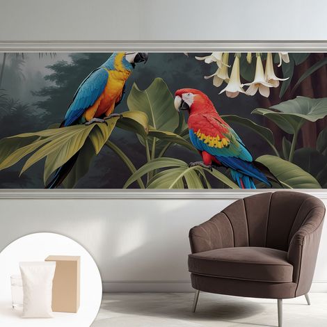 Newroom Tapete Dekorative Vliestapete mit Kleber Modern für Wohnzimmer Schlafzimmer Bunte Papageien 250x104 cm (1/5)