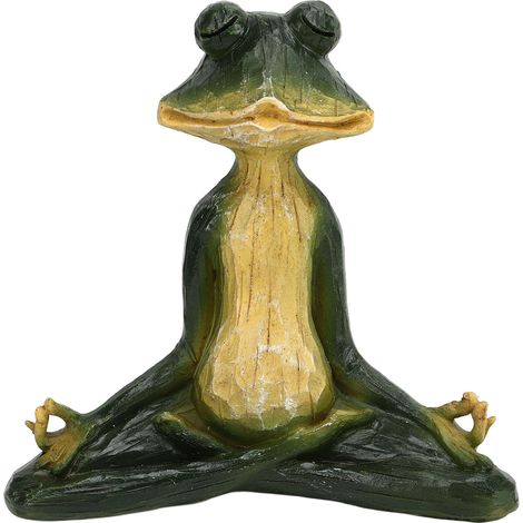 Statue de Grenouille Méditation pour Jardin, Décoration Extérieure Zen, Sculpture Yoga Miniature (1/5)