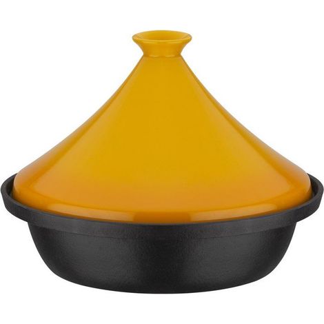 Tajine GSW 30 cm - Base fonte d'acier induction, Couvercle céramique Noir/Jaune (1/5)