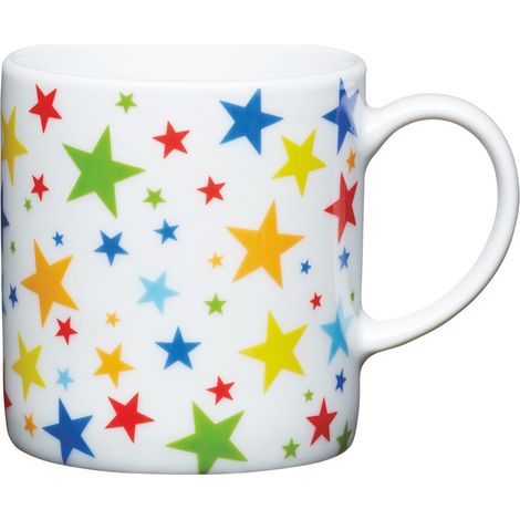 KitchenCraft Taza para Café de Cerámica con Decoración de Estrellas de Colores, 80 ml