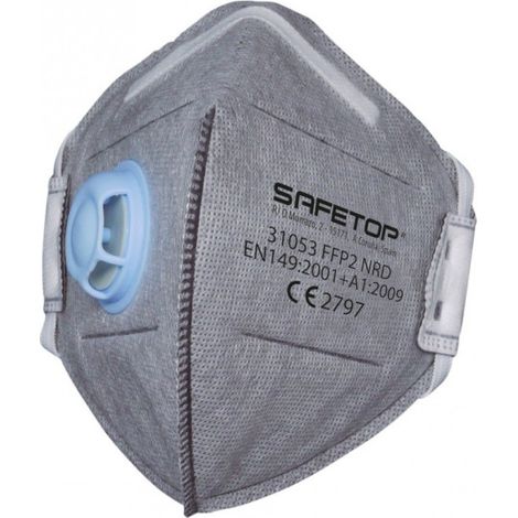 Mascarilla plegable vertical con válvula carbón activo SAFETOP FFP2 NR