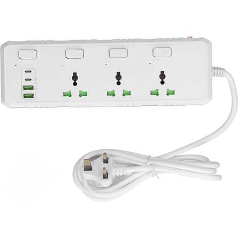 Prolongateur multiprise multifonction UK avec ports USB PD, prise secteur 110-265V, fiche britannique, bloc adaptateur mural. (1/5)