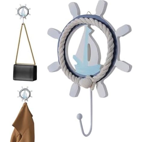 Crochets porte-serviettes style bord de mer Porte-serviettes mural rustique style bord de mer Décoration murale, patère pour salle de bain, chambre, salon (1/5)