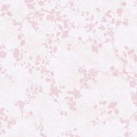 Papel pintado floral Profhome 770791 papel pintado no tejido liso con dibujo infantil mate rosa blanco-crema rosa claro 5,33 m2