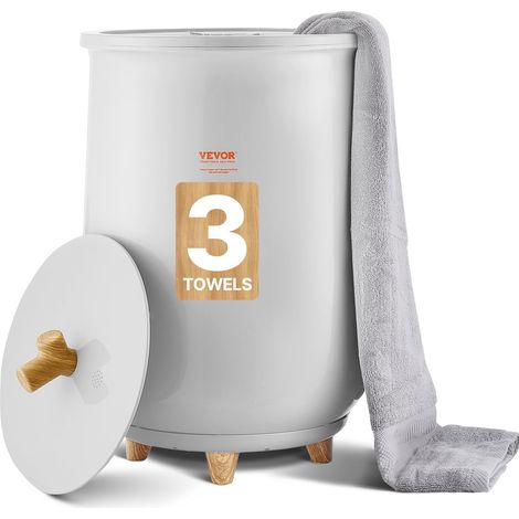 Chauffe Serviettes 20 L, Seau Sèche-Serviettes pour Salle de Bain, avec Réglage de la Température, Minuterie 20/40/60/90 Min et Voyant LED, pour Couvertures Peignoirs, Spa Massage, Gris (1/5)