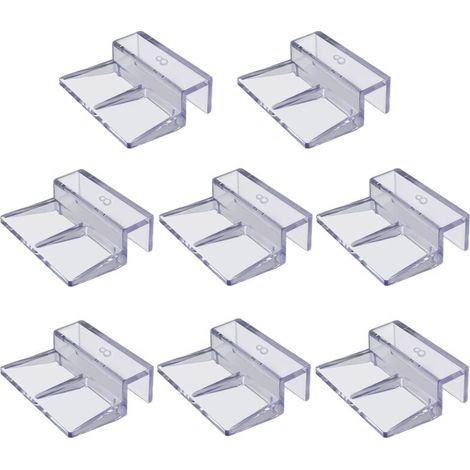 8 clips protectores para cristal, soporte universal para acuarios sin marco (transparente) (8 mm)