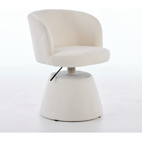 Tabouret de bar rotatif réglable en hauteur avec revêtement chenille crème et beige, chaise de salle à manger moderne (1/5)