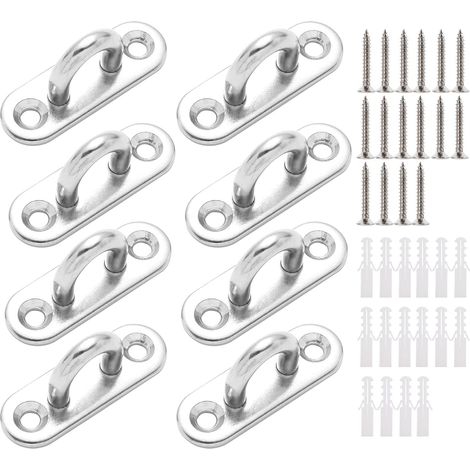 8 pezzi M5 piastra occhiello in acciaio inox 304 gancio da soffitto per impieghi gravosi ganci per montaggio a parete capacità 40 kg per ventilatore vaso da fiori yoga altalene accessori per barche