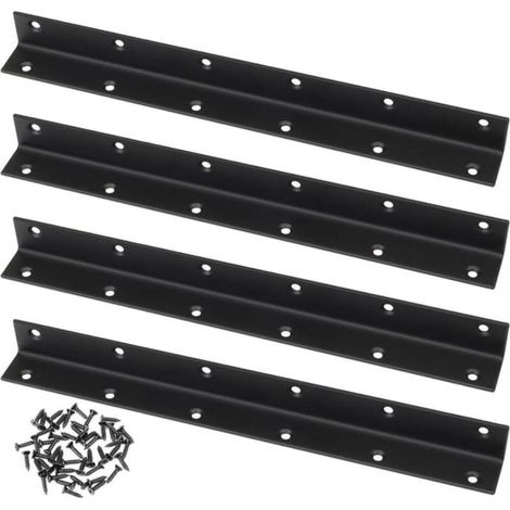 Set mit 4 schwarzen L-förmigen Eckverbindern für den Gartenbereich, 275 x 25 x 25 mm, zur Reparatur von Verbindungen, Möbeln, Regalen und Schränken