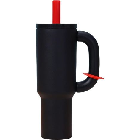 Tazza termica da viaggio, 1 litro, con manico e cannuccia, compatibile con i portabicchieri dell'auto, coperchio anti-perdita, compatibile con i supporti per tazze da viaggio  Tazza termica in acciaio