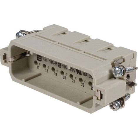 HARTING Han 16A Stifteinsatz (M) Crimpanschluss, 16-polig+PE 250V, 16A - 1 Stück (1/2)