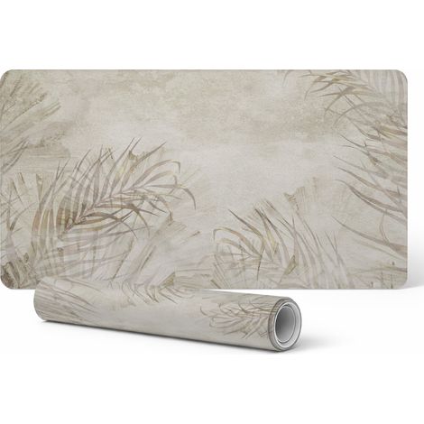 Alfombrilla protectora decorativa para mesa de oficina con delicado fondo de hojas, 120 x 60 cm.