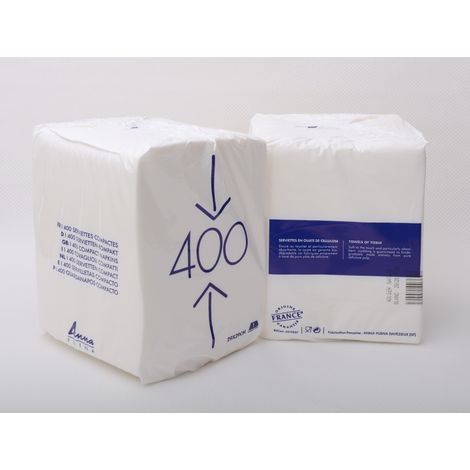 Serviette ouate 29x29 nature blanc ecolabel - Lot de 4 colis de 3200 - Manufacture De L'Ephemere (Cgmp)