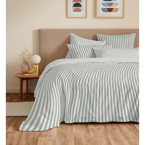 Pack complet housse de couette réversible "Vanessa" 6 pièces pour lit 160 x 200 Palerme Eucalyptus