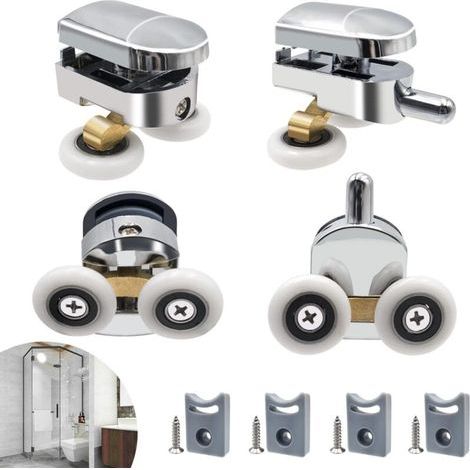 Shower door roller – Set of 4 double rollers – 23mm diameter – Water resistant – For 4-6mm glass (1/5)