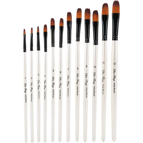 Lot de 12 pinceaux dessin, outils gouache aquarelle huile peinture artistique (01) (1/5)