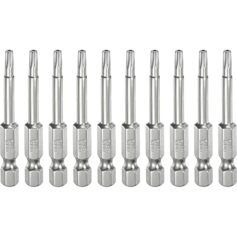 10Pcs T15 Embout Tournevis Torx 1/4" Hex Shank Longueur 2" (50mm) (1/5)