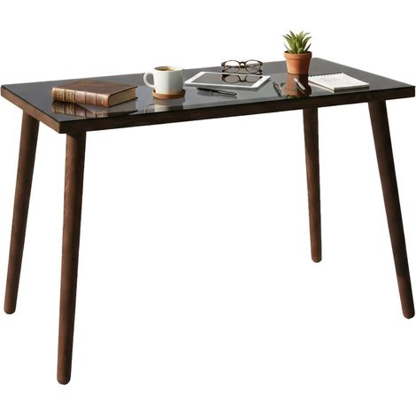 Dmora - Schreibtisch Dlojacon, Mehrzweckschreibtisch, Bürotisch für PC, Eckschreibtisch, 110x60h73 cm, Nussbaum