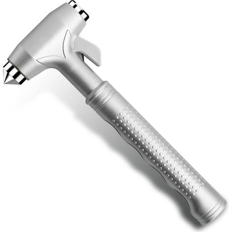 Brise-vitre de voiture — Marteau d'évacuation d'urgence pour véhicule avec coupe-ceinture — Marteau de sécurité multifonction pour accidents (Argent) (1/5)