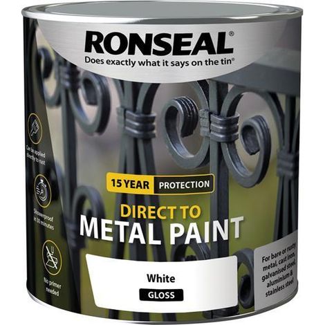 Ronseal Direct to Metal Paint White Gloss 2.5 litre - 15 year protection