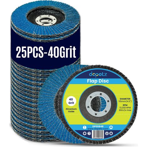 Dapetz ® Flap Discs 40 Grit 115mm Zirconia Grinding Discs Zirconium Sanding Discs for 4.5" Angle Grinder to Sanding Grinding Metal Wood and Stainless Steel-25 Pack (1/5)