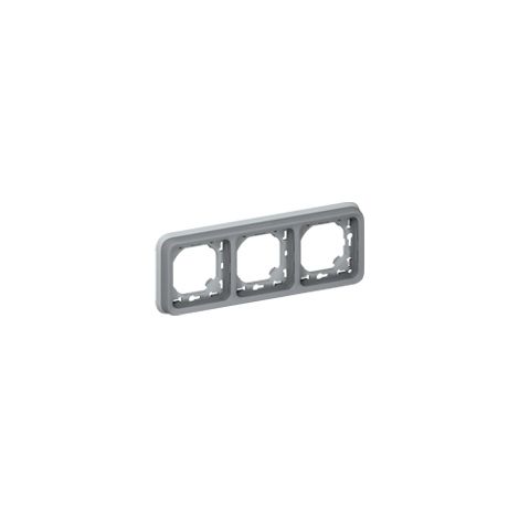 Legrand Plexo placa soporte 3 postes gris horizontal (1/2)