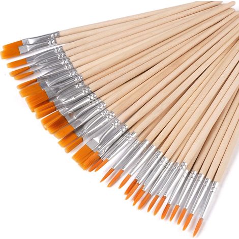 40 Pièces Petits Pinceaux Plats et Ronds Pointus en Nylon,Pinceau Peinture (1/5)