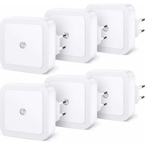 royaluxe - Lot de 6 veilleuses LED automatiques pour enfants, veilleuse bébé avec capteur de lumière, veilleuse prise de courant pour chambre, espace bébé, salon, salle de bain, cuisine (1/5)