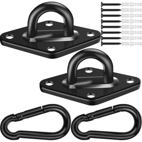2 Pièces Crochets De Fixation M10 En Acier Inoxydable 304 Pour Hamac Et Balancelle De Porche,Support Et Fixation Pour Hamac, Capacité De Charge De 1700 Lb — Noir (1/5)