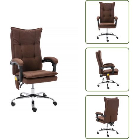 Heizfunktion - vidaXL Massage-Bürostuhl Braun Stoff - Liegeplatz