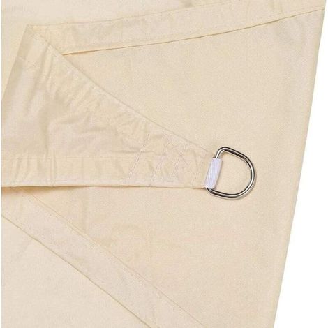 Dreieckiges Sonnensegel mit Befestigungsset, 3 Seilen, wasserdicht, UV-beständig, rechtwinklig, geeignet für Außenterrassen (beige, 3 m x 4 m x 5 m). (1/5)