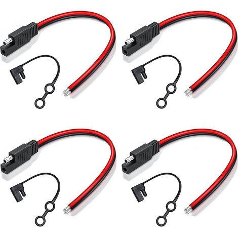 14Awg SAE mâle Câble d'extension Automobile 30Cm 1Ft SAE Power Automotive Adapter 12 Volt Quick Connect Disconnect Single Plug Cable (4 pièces) (1/5)