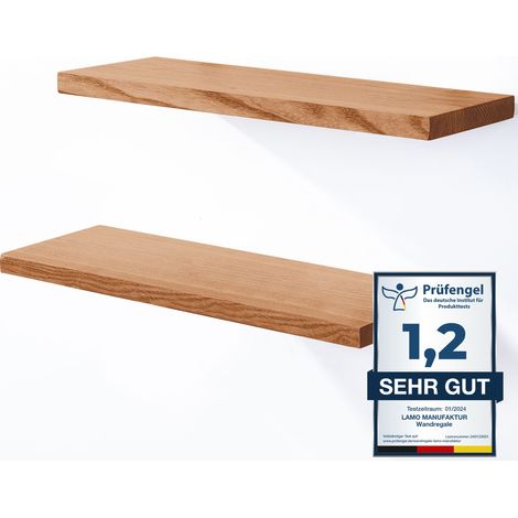 LAMO Manufaktur 2 Stück Wandregal aus Holz 2x 42cm SET 4 Gerade Farbe: Dunkel