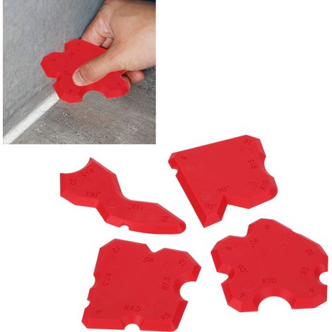 Ensemble de 4 pièces comprenant un applicateur de colle, un dissolvant pour joints, un coupe-bordures, un grattoir à silicone et un outil pour applicateur de colle. (1/5)