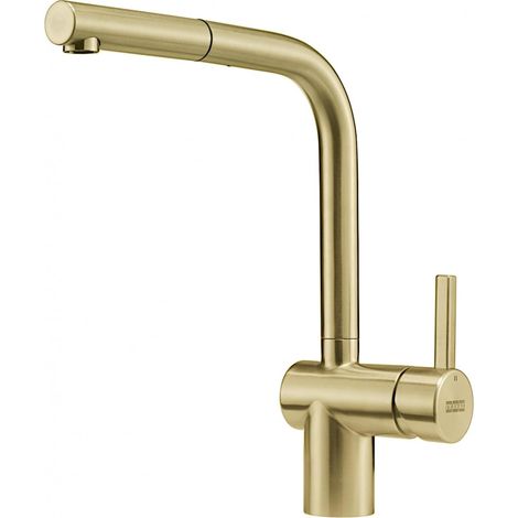 1 Robinet Bec Extractible Acier Inoxydable Doré Hauteur 297mm Jet Laminaire Cuisine (1/4)