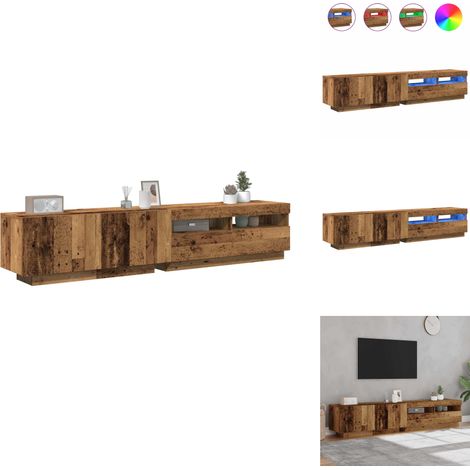 TV-Schrank mit LED-Leuchten Altholz-Optik 200x35x40 cm - TV-Schrank - TV-Schränke - TV-Ständer - TV-Sideboard (1/5)