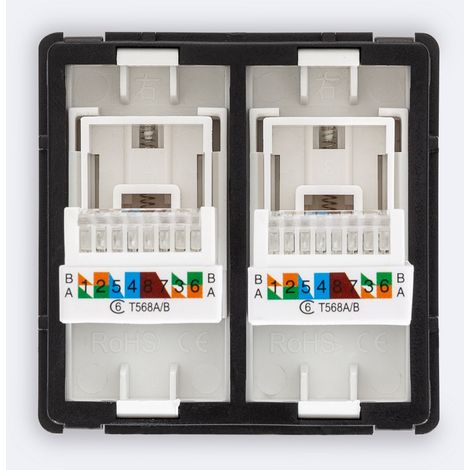 Prise Internet RJ45 Cat 6 Double Modern Blanc