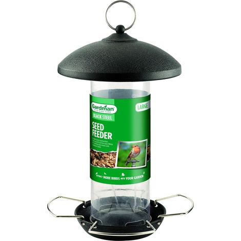 Gardman Large Black Metal Steel Seed Wild Bird Hanging Garden Feeder A01513
