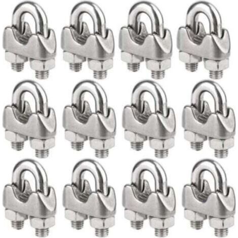 Paquete de 12 bridas de acero inoxidable para cables de acero de 4 mm de diámetro (M4). - Crezuo