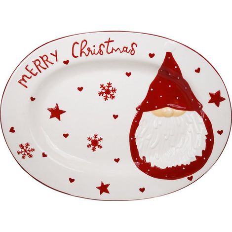 Piatto Ovale Natalizio 40x30 cm Merry Christmas (1/2)